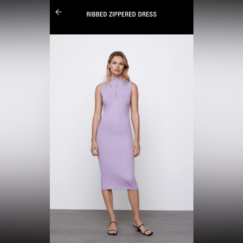 Zara Lavender zipper midi dress